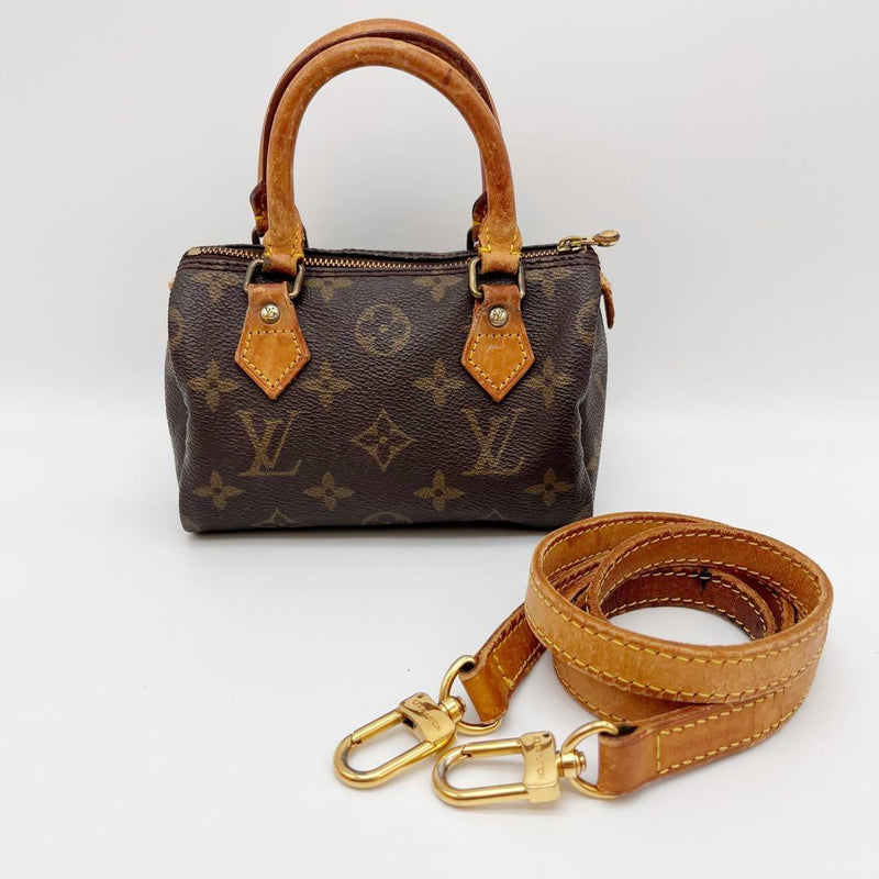 Louis Vuitton Mini Speedy M41534 Handbag Shoulder Bag Monogram Leather Brown