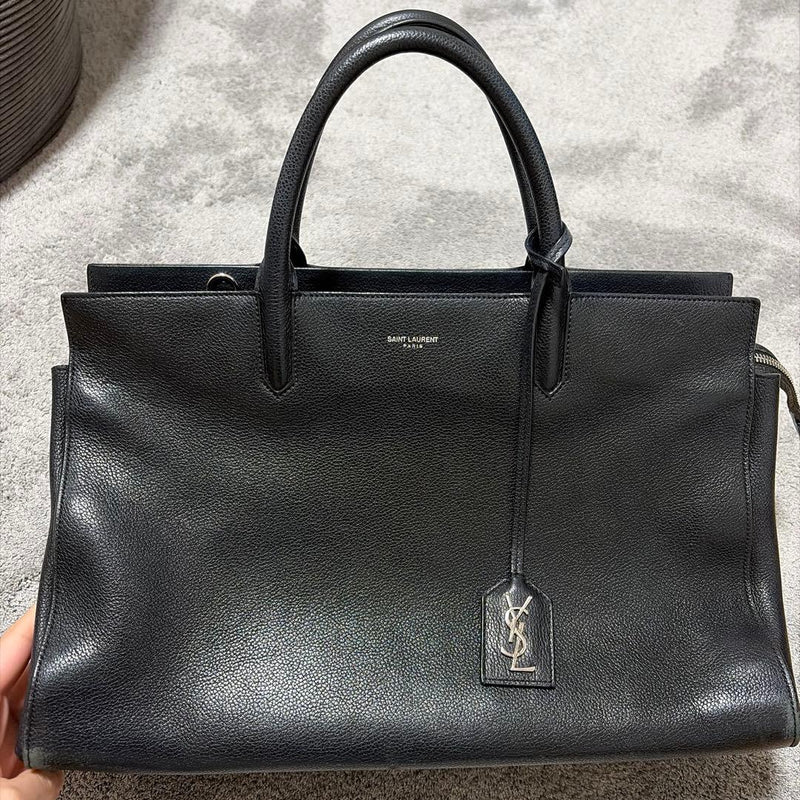 Saint Laurent Cabas Rive Gauche Handbag Leather Black Tote Bag