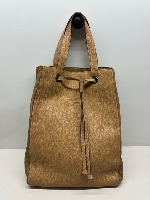 Prada Drawstring Shoulder Bag Handbag Leather Light French Beige