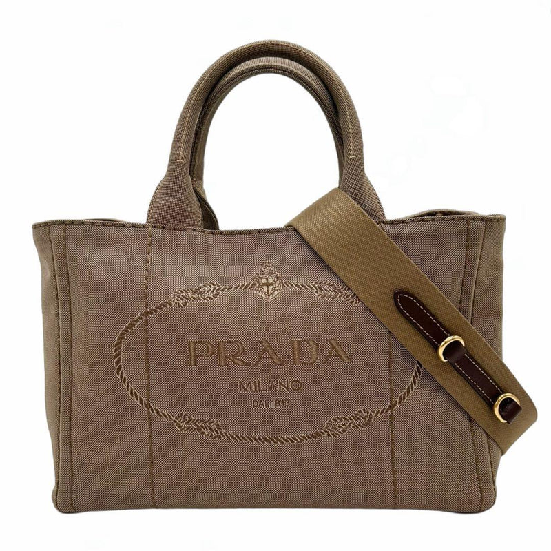 Prada Canapa 1BG439 2WAY Handbag Canvas Beige Shoulder Bag