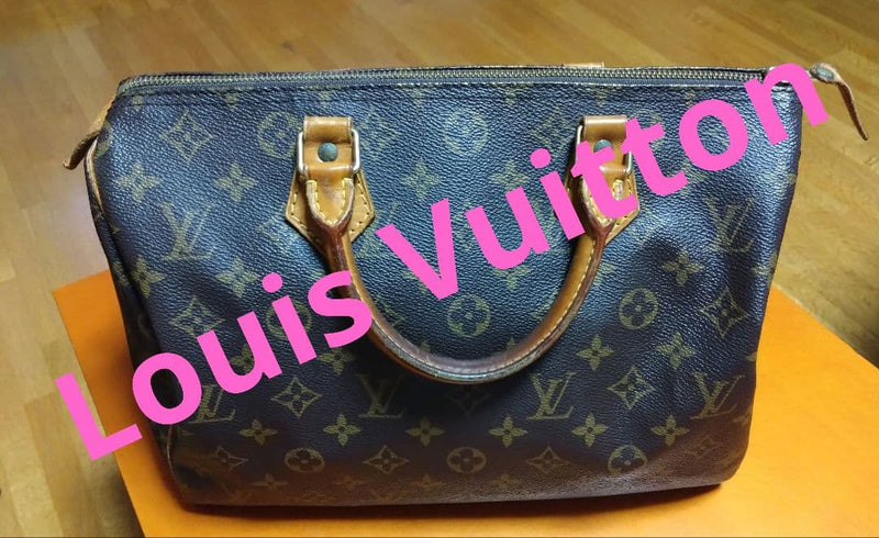 Louis Vuitton Monogram Handbag Canvas Dark Brown Brown Handle