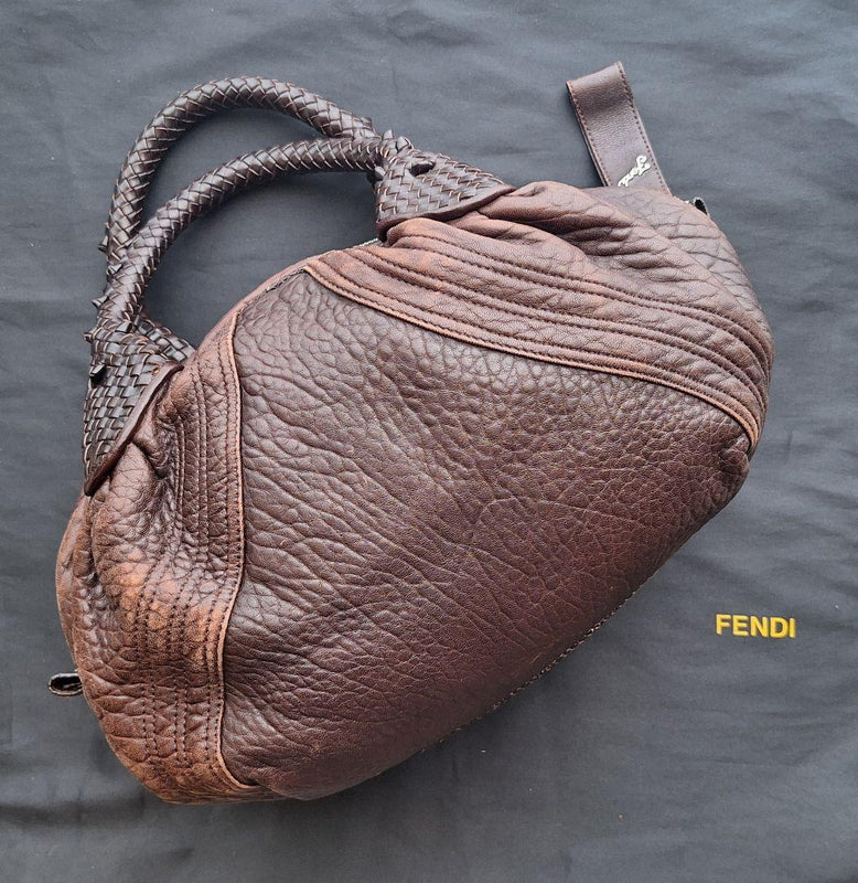Fendi Spy Bag Small Handbag Dark Brown Leather Silver Hardware
