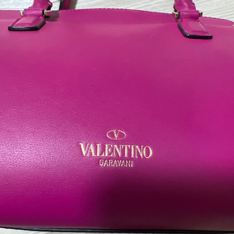 Valentino Studded Handbag Shoulder Bag Black Leather