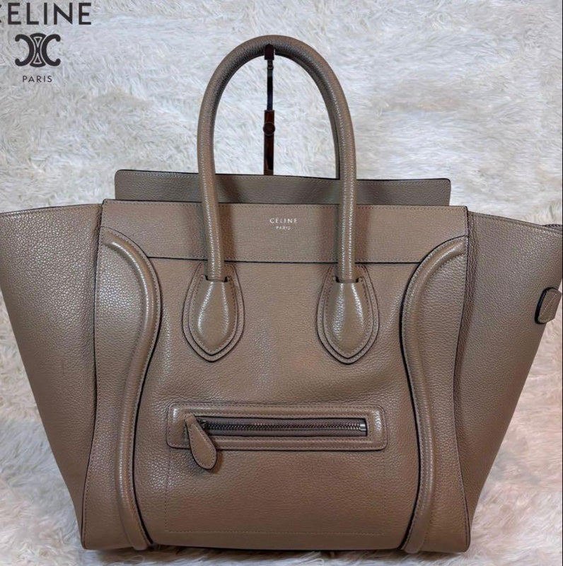 Celine Luggage Mini Tote Bag Leather Beige