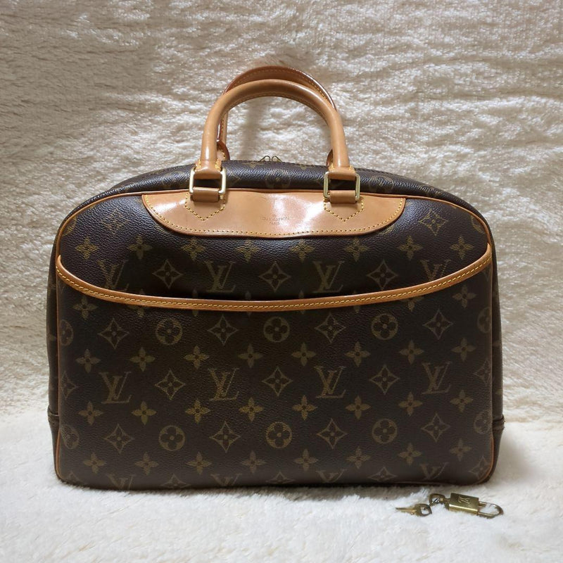 Louis Vuitton Monogram Deauville Handbag Tote Bag Vachetta Leather