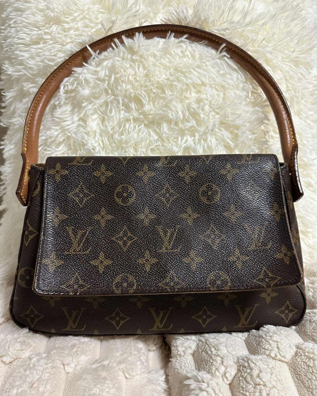 Louis Vuitton Monogram Shoulder Bag Brown Leather