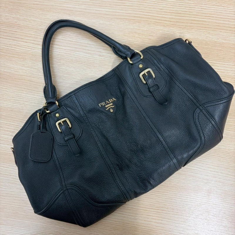 Prada Vitello Daino Tote Bag Black Leather Handbag