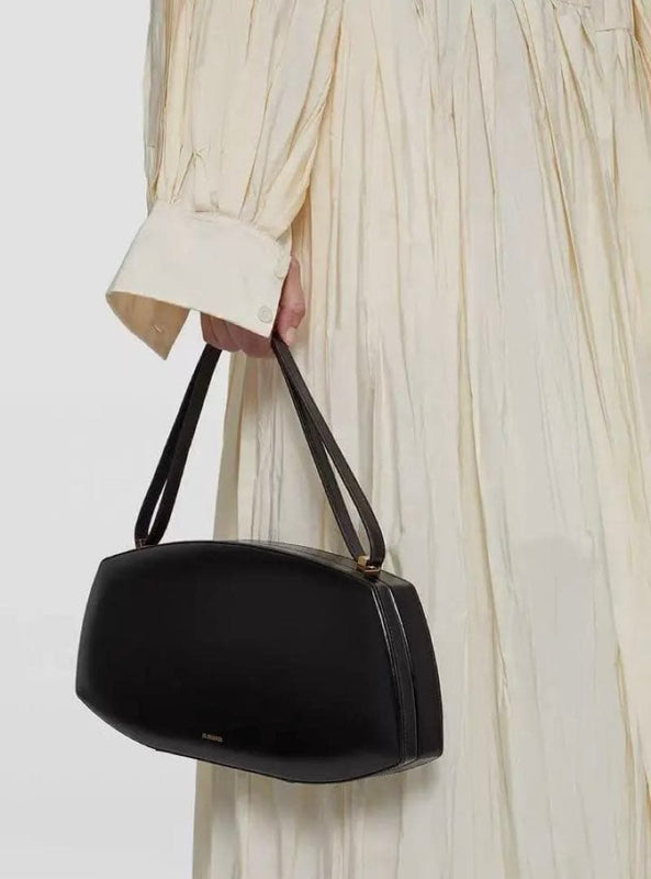 Jil Sander Taos Medium Handbag Shoulder Bag Leather Black Metal Fittings