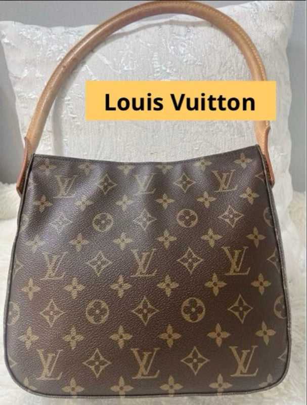 Louis Vuitton Looping Mm Shoulder Bag Monogram Brown Leather
