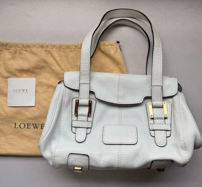 Loewe Handbag White Leather Gold Hardware