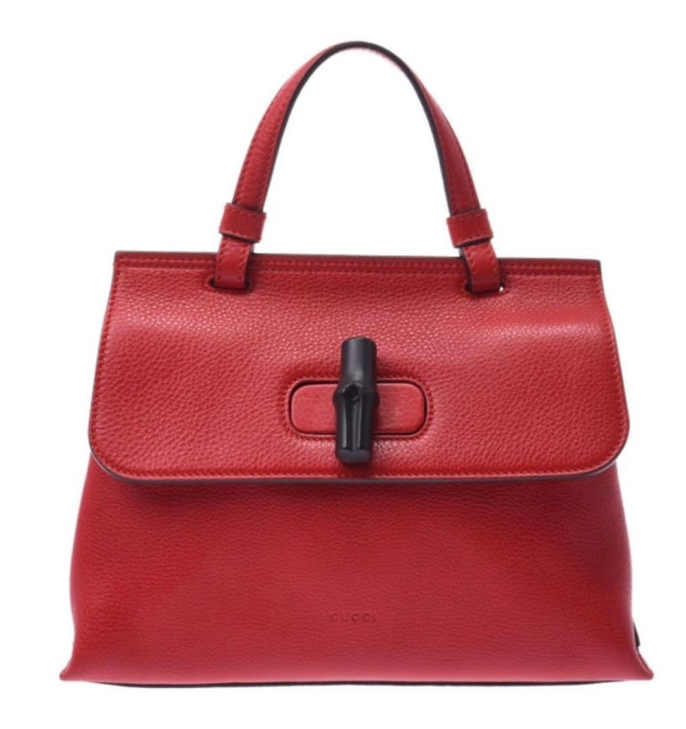 Gucci Bamboo Daily Handbag Calf Leather Top Handle Shoulder Bag