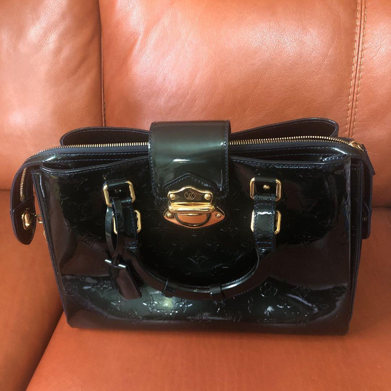 Louis Vuitton Vernis Handbag Dark Green Leather