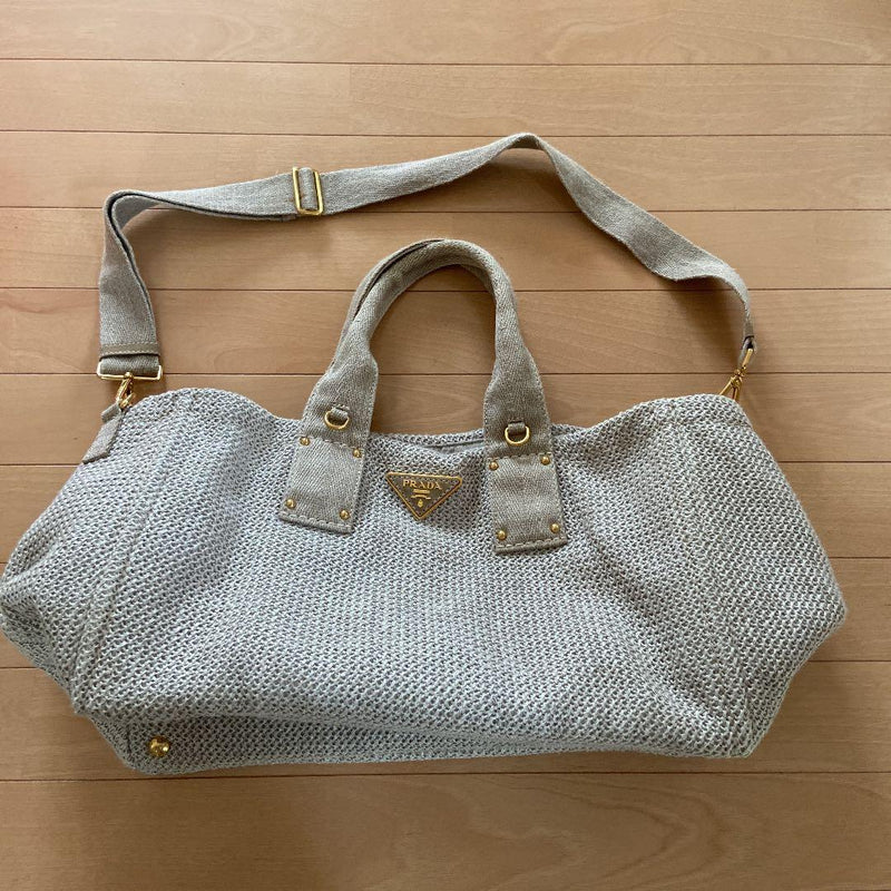 Prada Canapa Handbag Tote Shoulder Bag Canvas