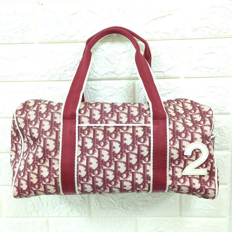 Trotter Mini Boston Bag Handbag Red White