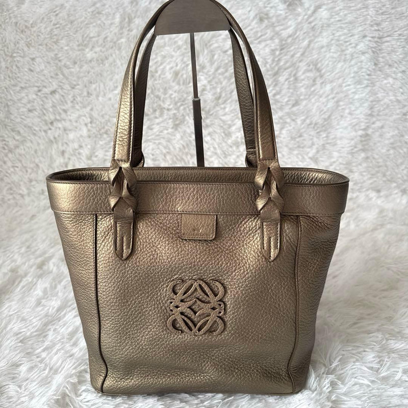 Loewe Fusta Anagram Tote Bag Handbag Bronze Gold Leather