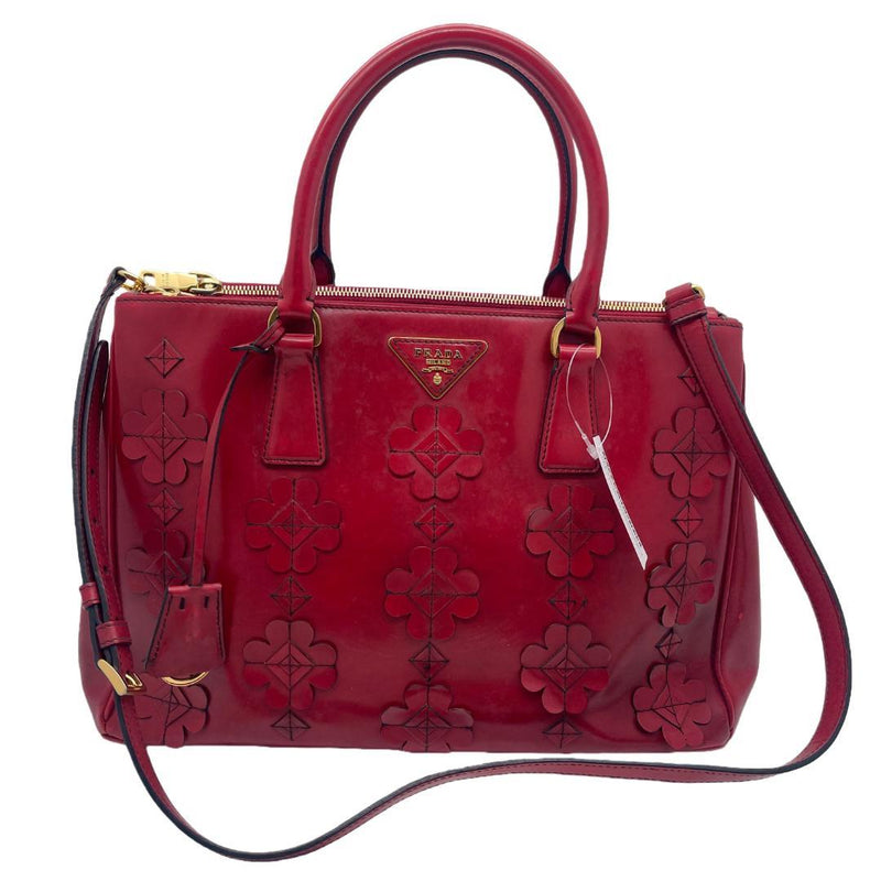 Saffiano Leather 2-Way Shoulder Tote Bag Red