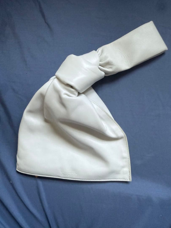 Knot Handle Handbag Leather White