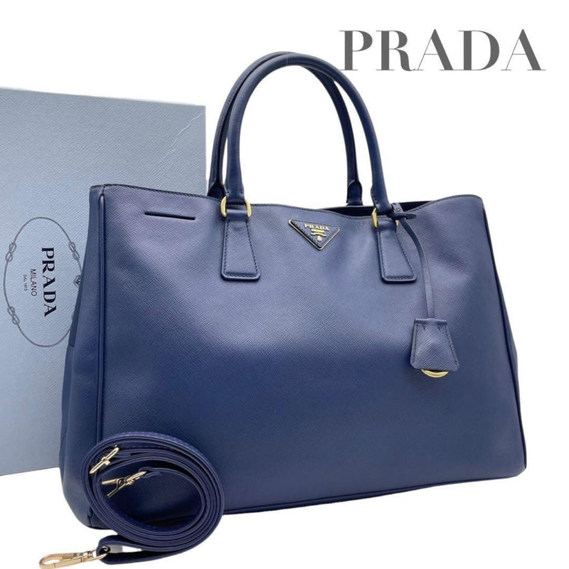 Galleria Saffiano Leather Handbag Shoulder Bag Tote Blue