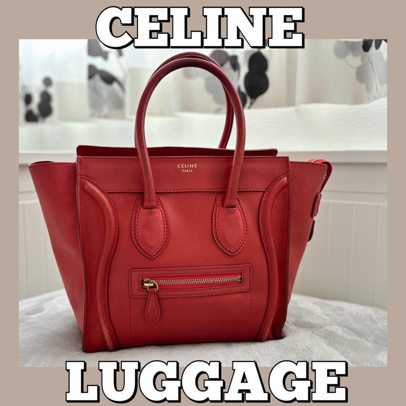 Luggage Micro Shopper Handbag Red Leather