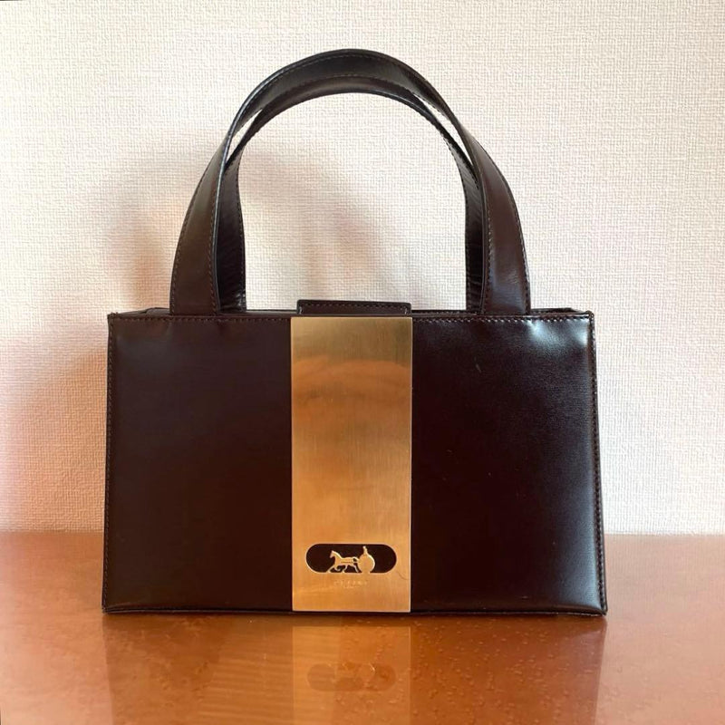 Triomphe Logo Shoulder Bag Leather Brown Gold Hardware