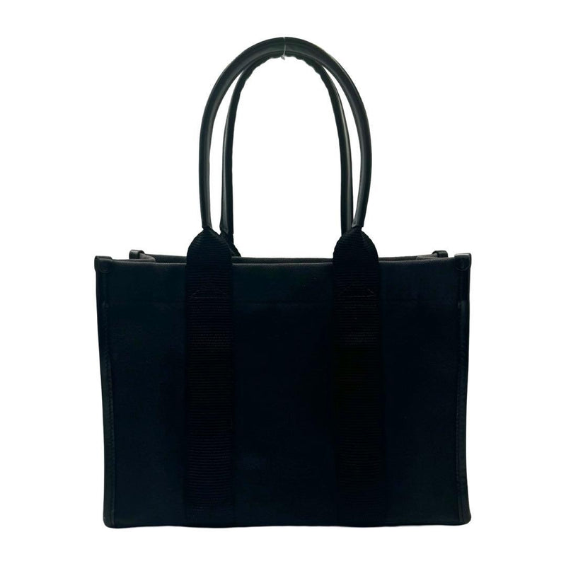 Hardware Small Tote 2way Shoulder Bag Canvas Leather Black