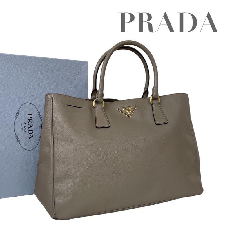 Galleria Saffiano 2-way Handbag Tote Shoulder Bag Greige Leather