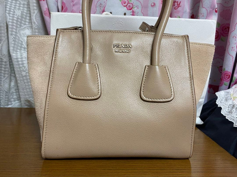 Handbag Shoulder Bag Suede Beige