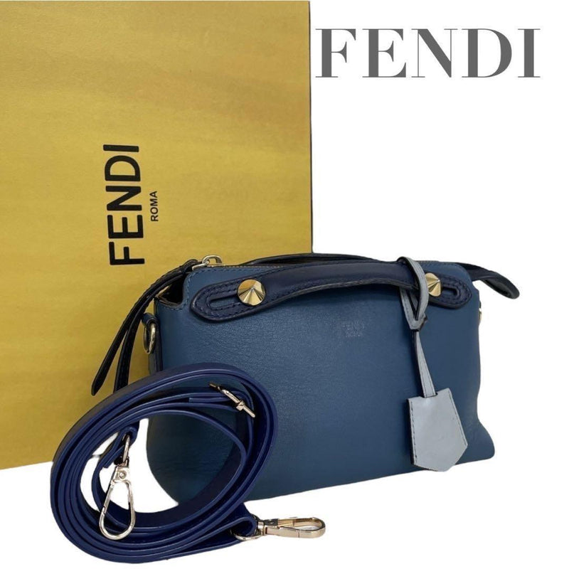 By The Way 2-Way Shoulder Bag Calf Leather Blue Crossbody Bag