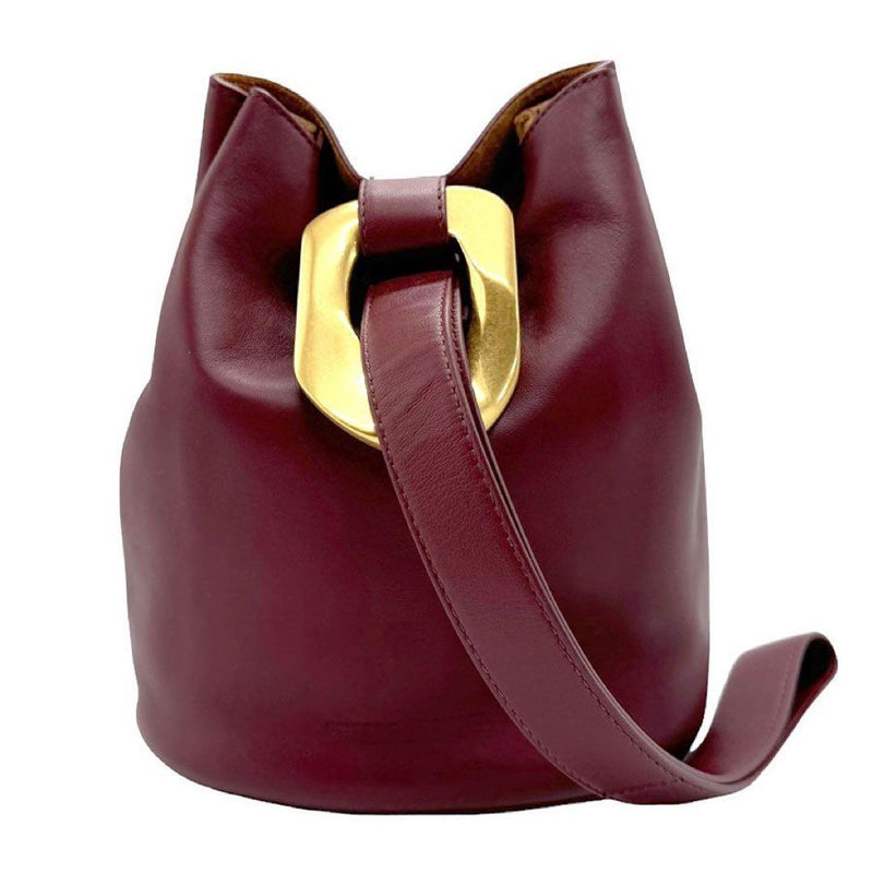 Drop Shoulder Bag Leather Bordeaux Burgundy
