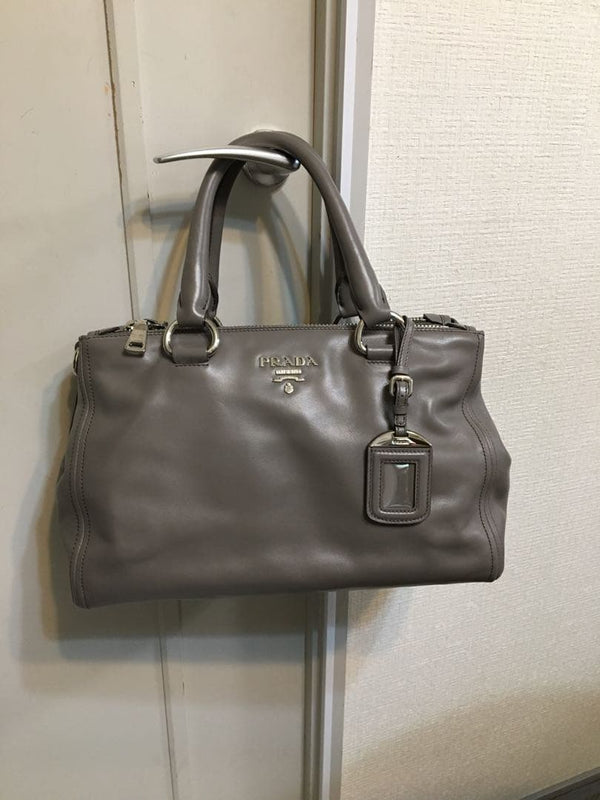 Handbag Shoulder Bag Leather Gray Greige