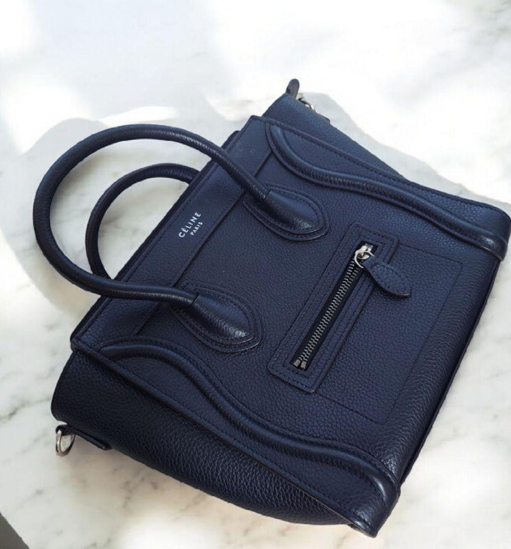 Celine Luggage Nano Handbag Black Leather Tote Bag