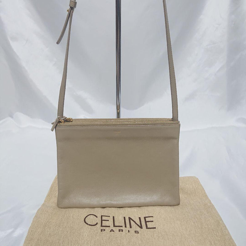 Celine Trio Large Shoulder Bag Crossbody Black Leather