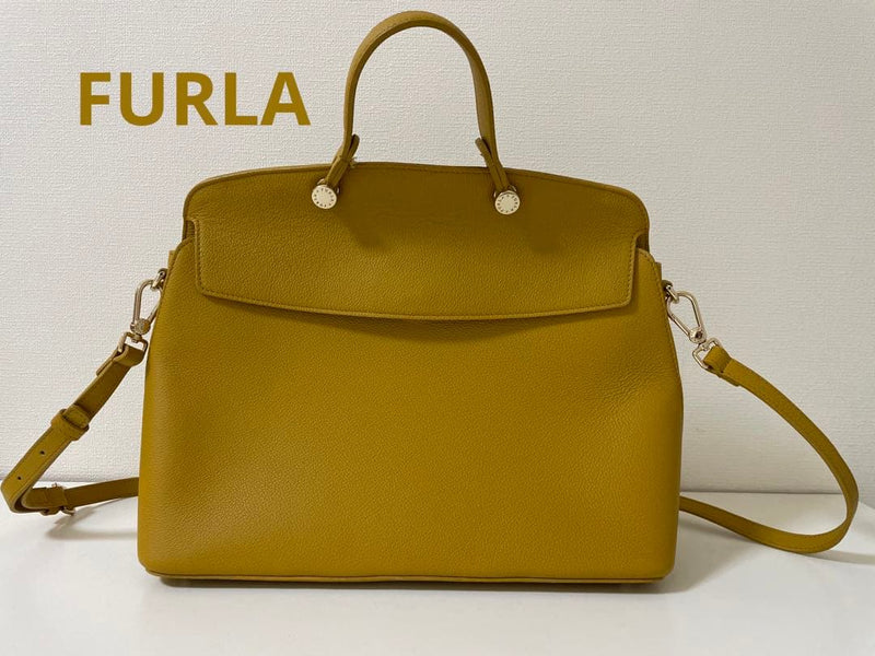 Furla Piper Handbag Shoulder Bag Crossbody Leather Mustard