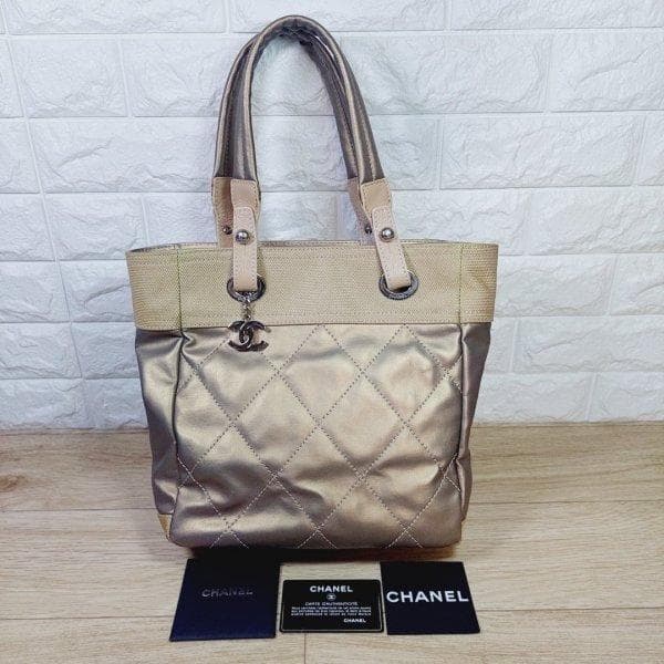 Chanel Coco Mark Paris Biarritz Handbag Tote Bag Leather