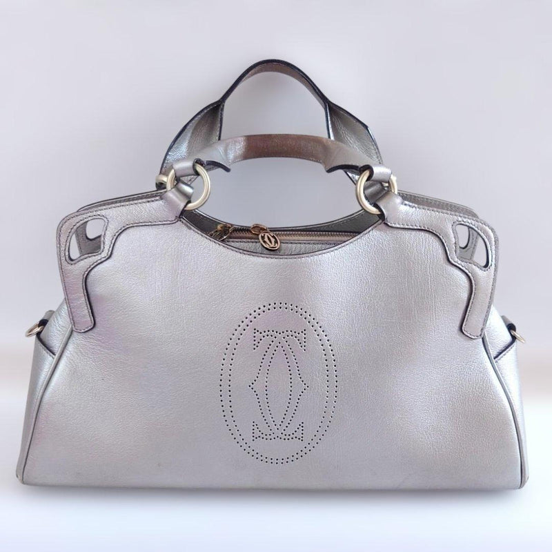 Marcello Handbag Leather Champagne Gold Large Capacity Womens