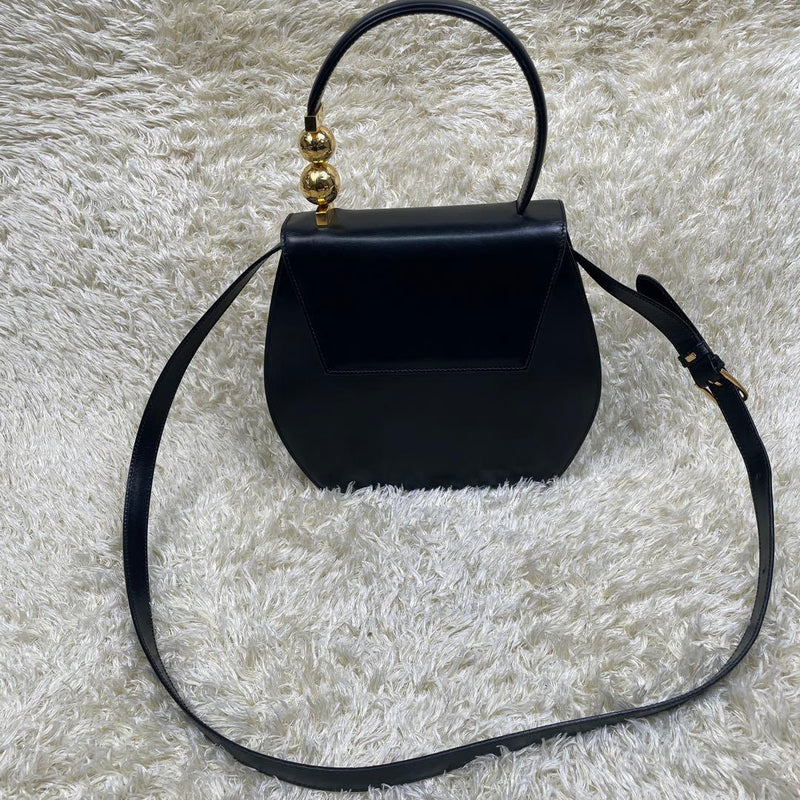 Celine Star Ball 2 Way Handbag Shoulder Bag Leather Gold Hardware