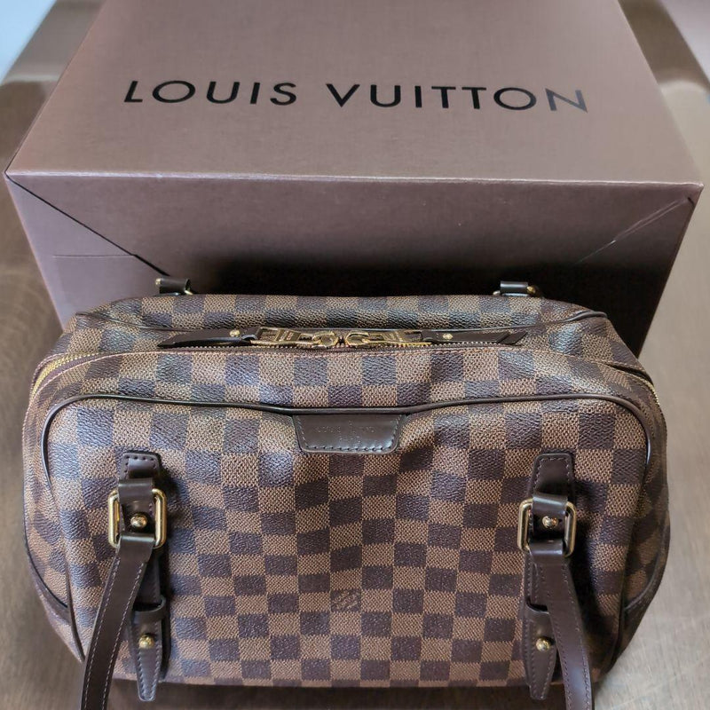Louis Vuitton Rivington Gm Damier Ebene Shoulder Handbag Coated Canvas Brown