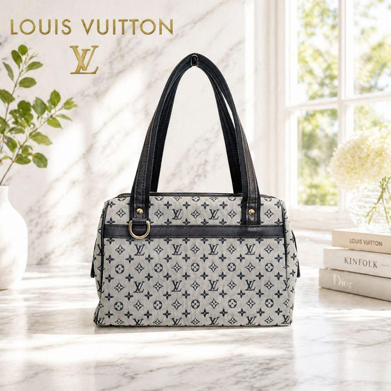 Louis Vuitton Josephine Mini Boston Bag Monogram Canvas Navy Handbag