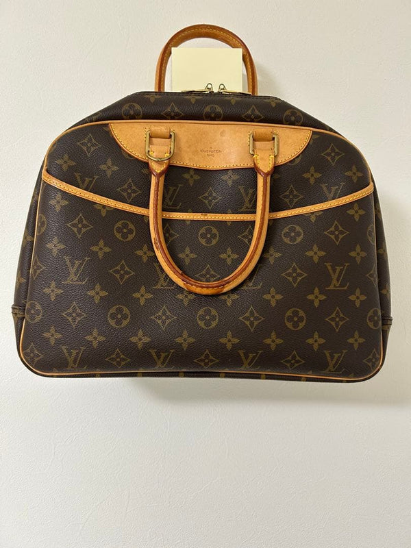 Monogram Deauville Handbag Canvas Brown Leather Handle