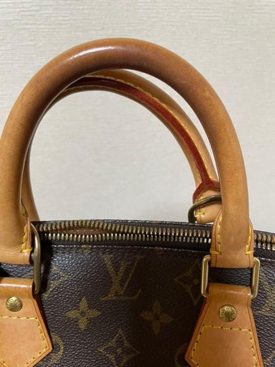 Alma FL0052 Monogram Handbag Brown Leather Gold Hardware
