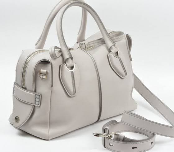 D-styling Small 2-way Shoulder Bag Leather Light Gray Handbag