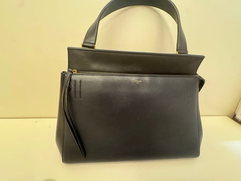 Handbag Shoulder Bag Leather Black Navy Bicolor Tote