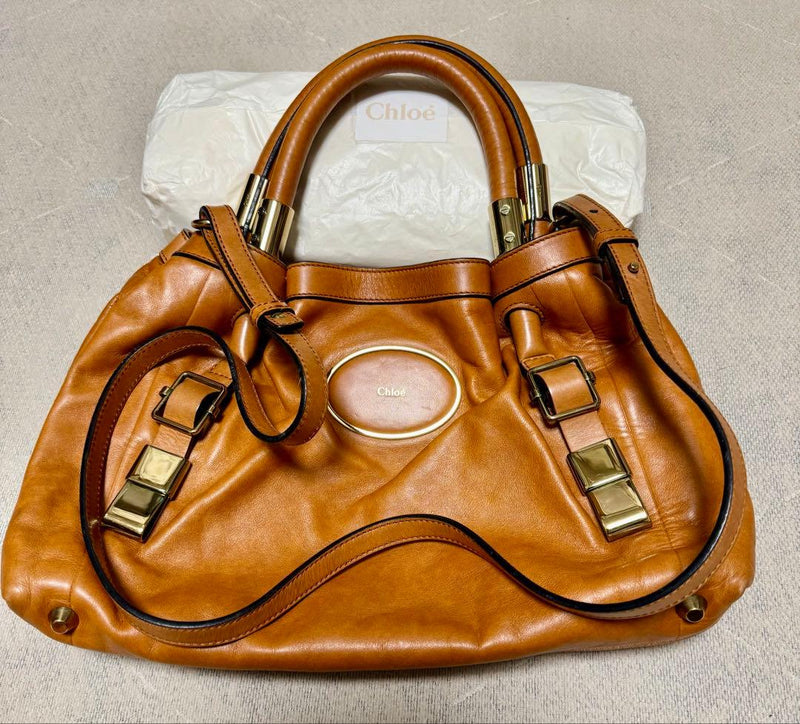 Victoria Handbag Shoulder Bag Leather Camel Gold Hardware