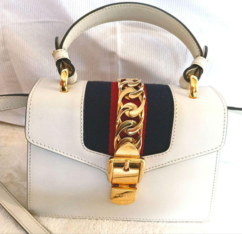 Gucci Hand Shoulder Bag Crossbody White Leather