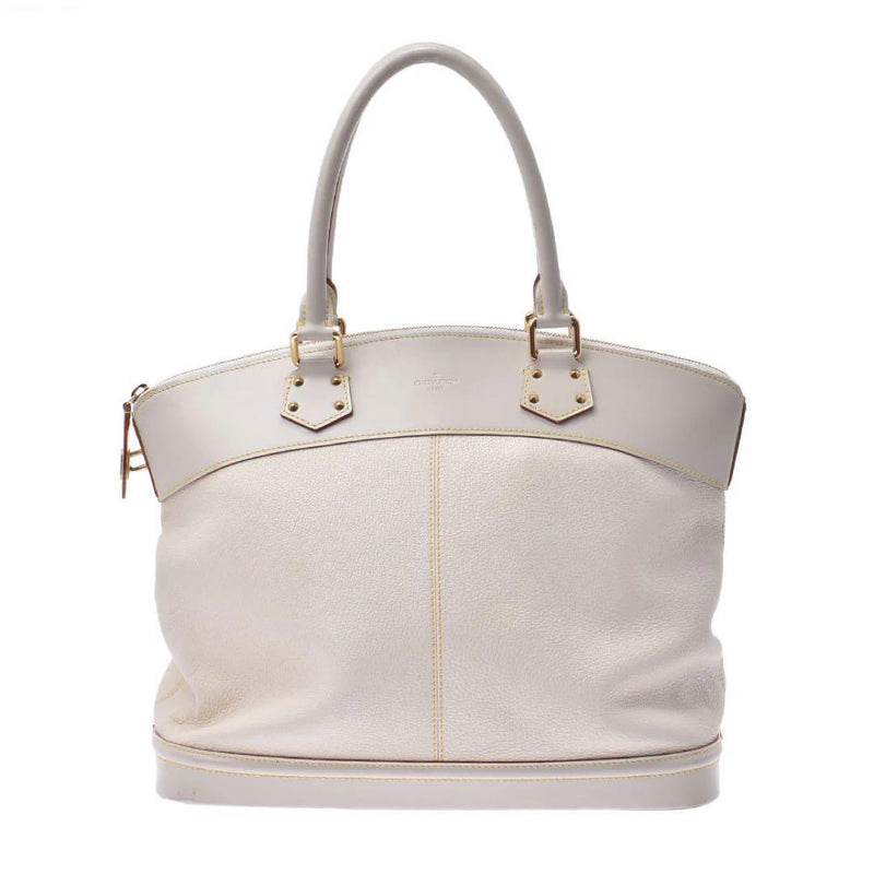 Suhali Handbag White Leather Detachable Strap Metal Fittings