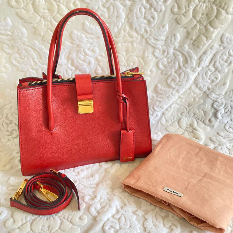 Miu Miu Handbag Shoulder Bag Red Leather