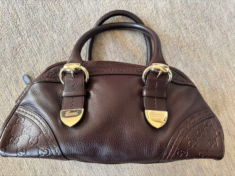 Handbag Dark Brown Genuine Leather Gold Hardware