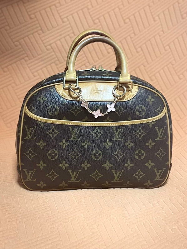 Monogram Trouville Handbag Tote Bag Brown Leather