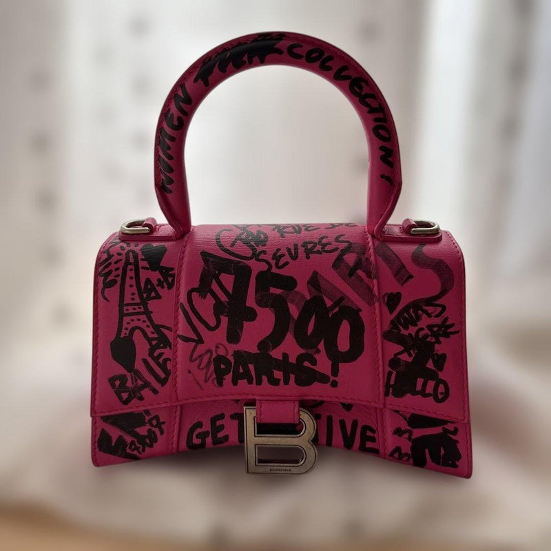 Balenciaga Graffiti Handbag Pink Leather
