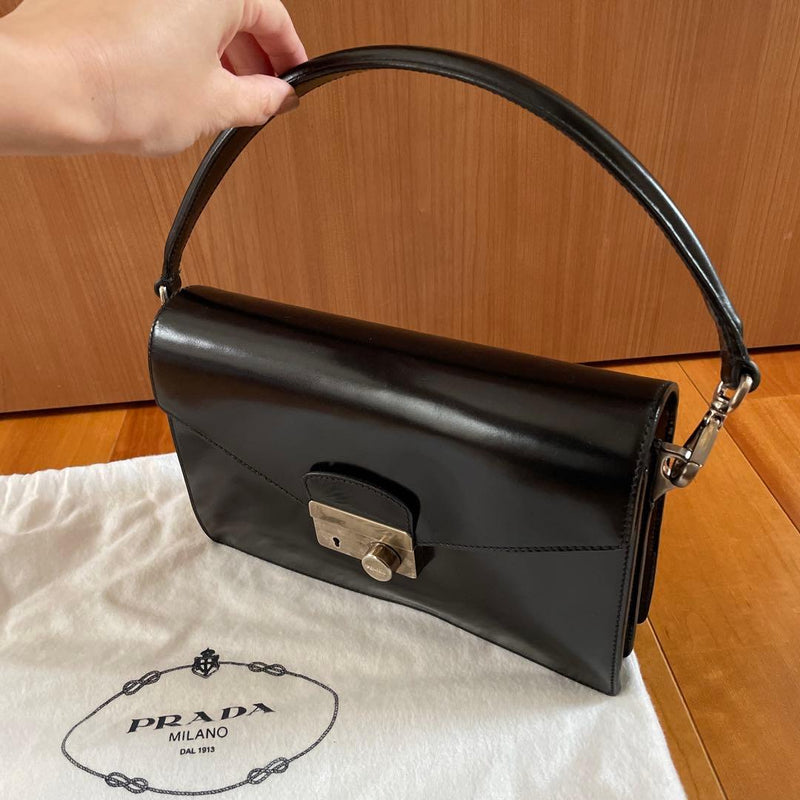 Prada Handbag Clutch Shoulder Bag Womens Leather